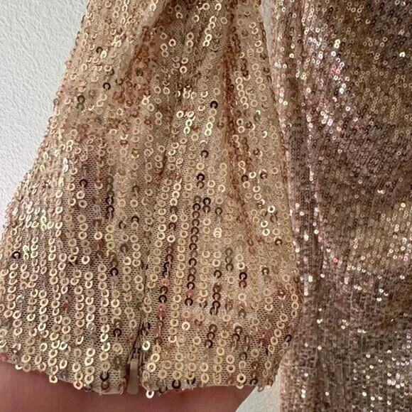 NWT Mac Duggal Sequin Knotted Long Sleeve Midi Dress‎ 26549 NUDE - Picture 4 of 7